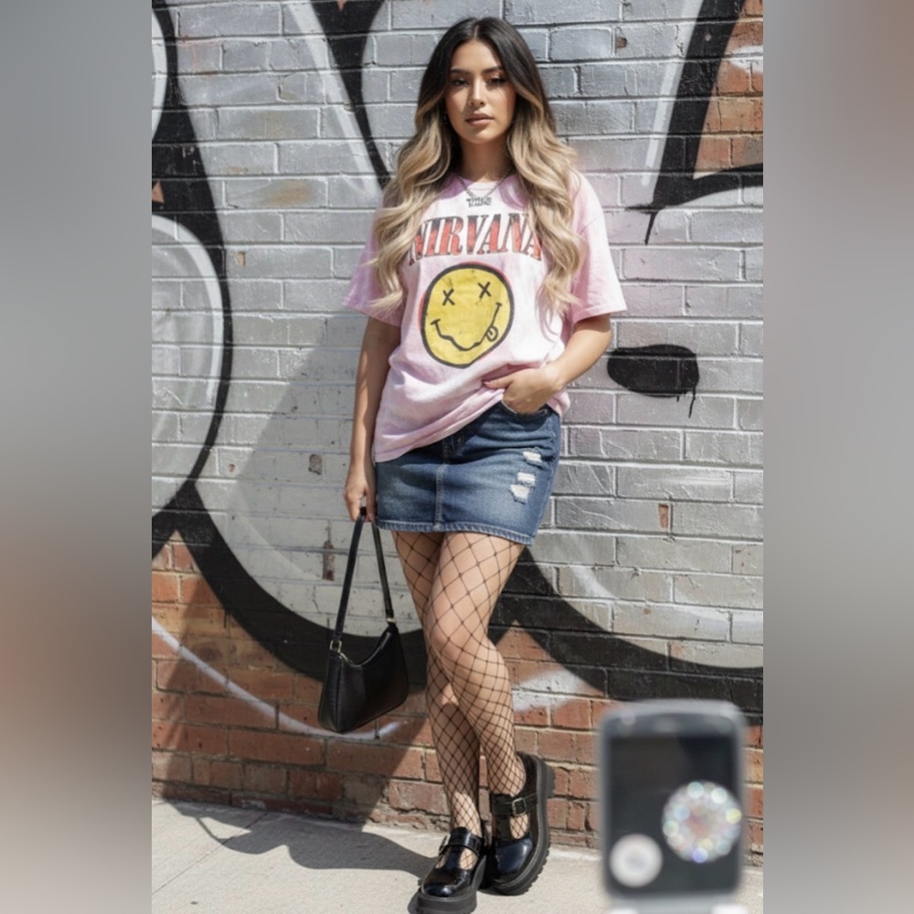 NIRVANA Pink Smiley Face Tee